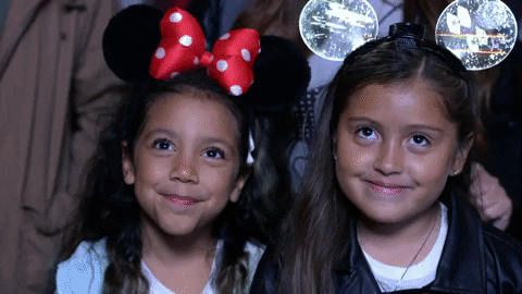 Cute Little Girls Watching Fireworks In Disneyland GIF