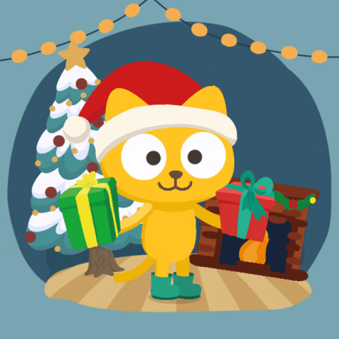 Cute Animated Cat Merry Christmas GIF
