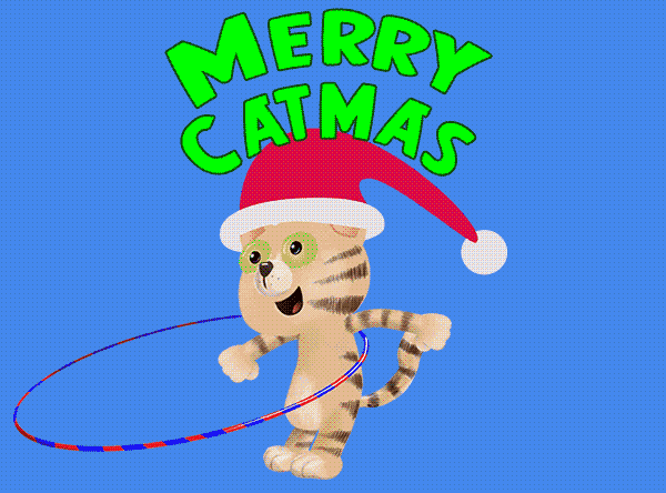 Cute Cat Hola Hoop Merry Christmas GIF