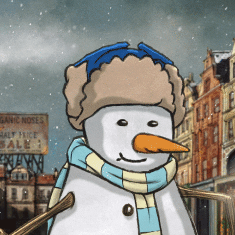 Cute Snow Man Waving Merry Christmas GIF