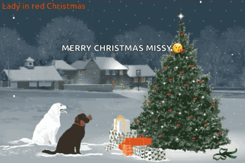 Cute Merry Christmas Tree Dogs Wishes GIF