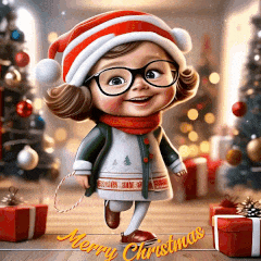 Cute Merry Christmas Wishes Baby Girl GIF