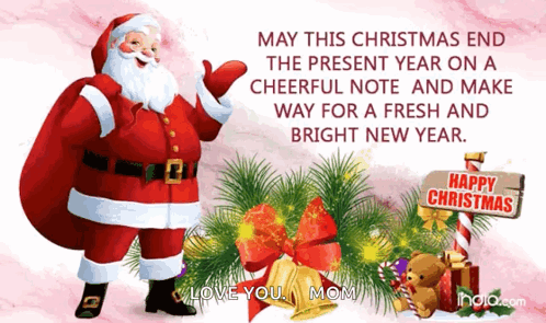 Cute Merry Christmas Wishes Bright New Year GIF