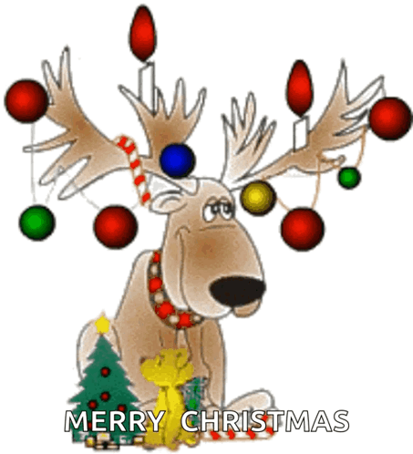 Cute Merry Christmas Wishes Reindeer Tree GIF