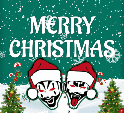 Cute Merry Christmas Wishes Scary Masks GIF