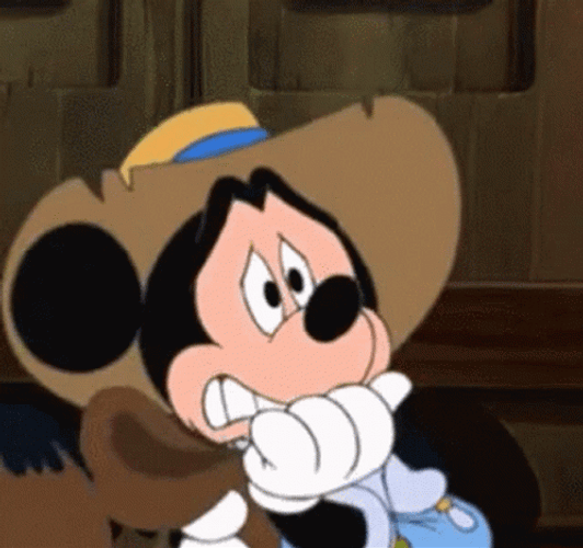 Cute Mickey Mouse Scared Nail Biting GIF