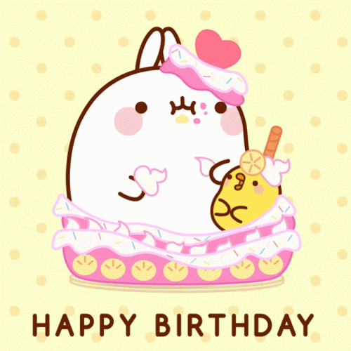 Cute Molang Sticker Happy Birthday GIF