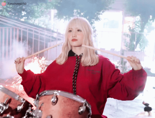 Cute Momo Twice With Drum GIF