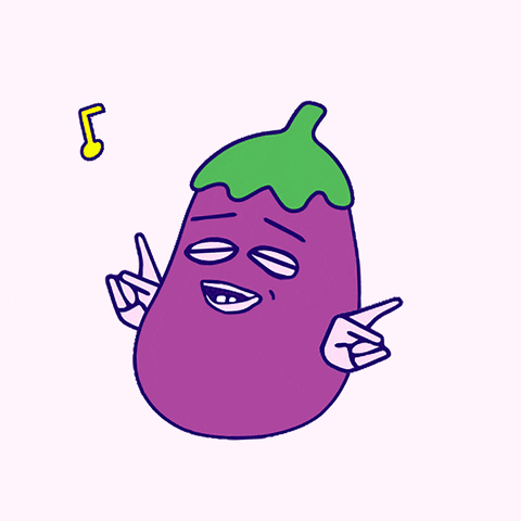 Cute Music Lover Eggplant Artwork GIF