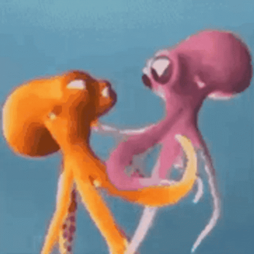 Cute Octopus Hugging Each Other GIF