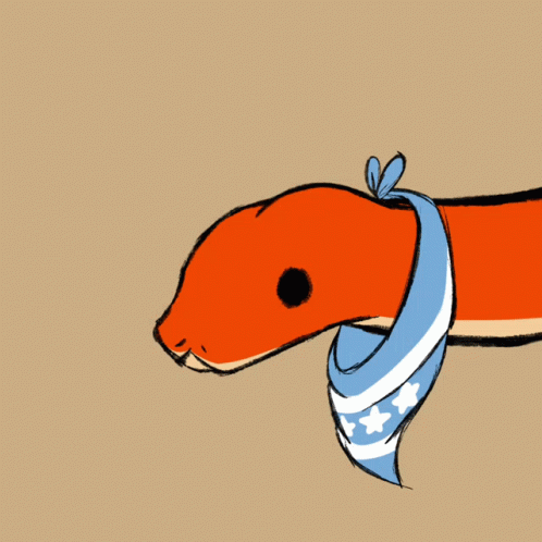 Cute Orange Snake With Handkerchief Around Its Neck GIF
