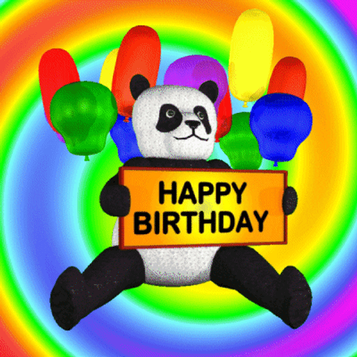 Cute Panda Bear Holding Birthday Sign GIF