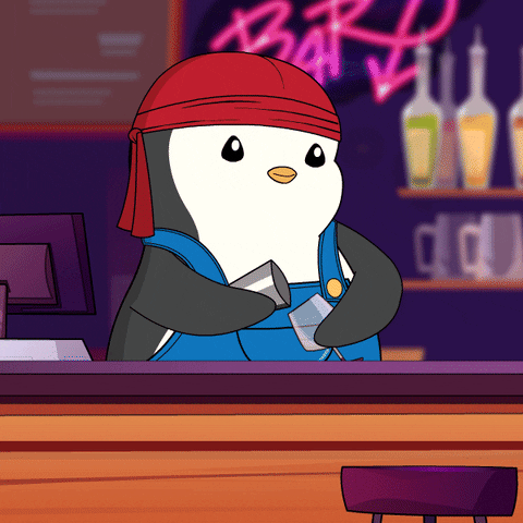 Cute Penguin Barista Water Pouring GIF