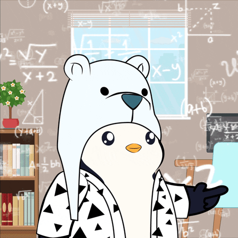 Cute Penguin Calculating And Pointing GIF