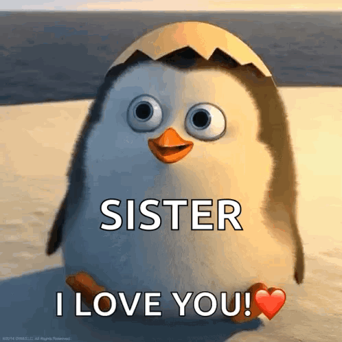 Cute Penguin I Love You Sis GIF
