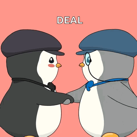 Cute Penguins Shaking Hands Deal GIF