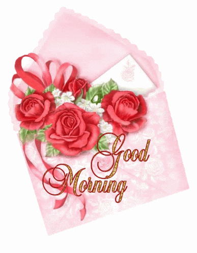 Cute Pink Good Morning Roses Envelope GIF