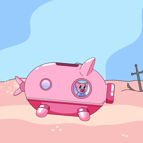 Cute Pink Pig Submarine In Motion GIF