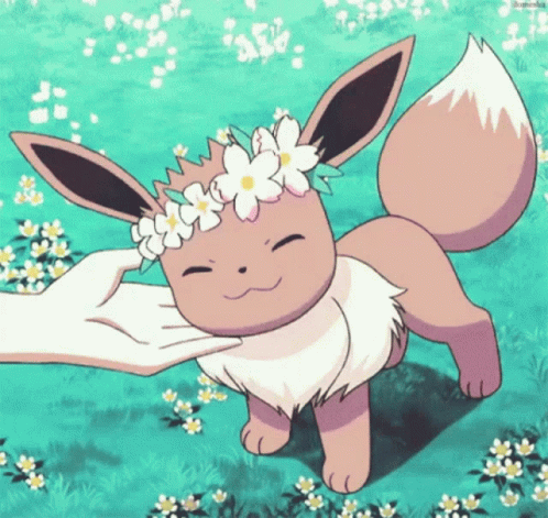 Cute Pokemon Eevee Flower GIF