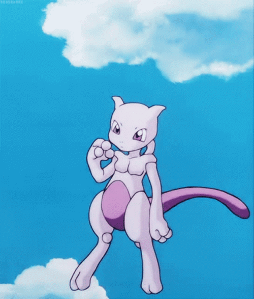 Cute Pokemon Mewtwo Floating GIF