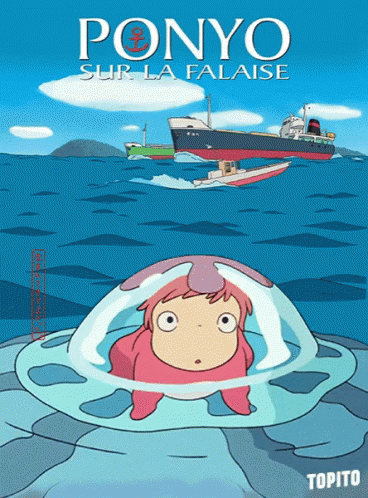 Cute Ponyo Floating GIF