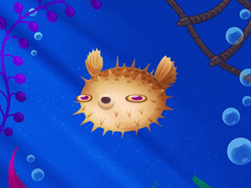 Cute Pufferfish Purple Eyes GIF