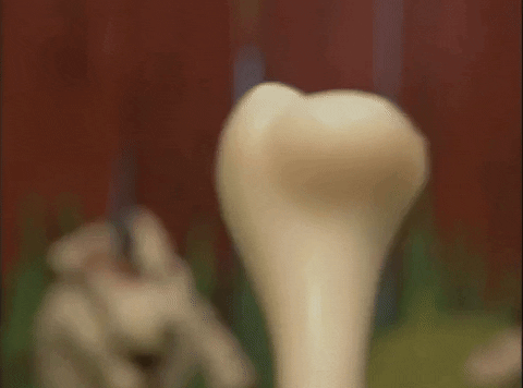 Cute Puppet Sniffing Chew Bone GIF