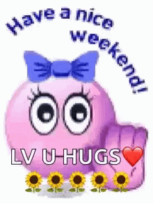 Cute Purple Emoji Have A Good Weekend GIF