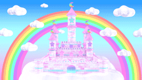 Cute Purple Pink Rainbow Castle Art Loop GIF