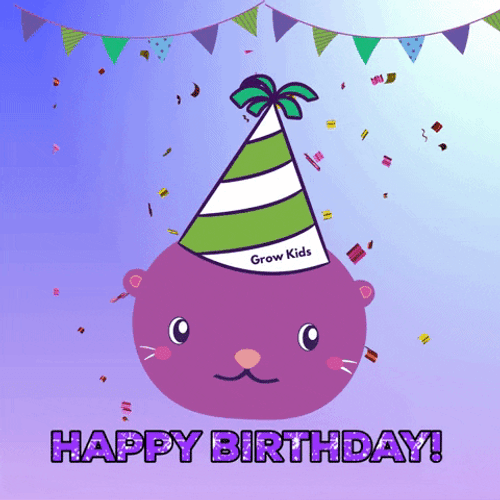Cute Purple Seal Birthday Celebration GIF
