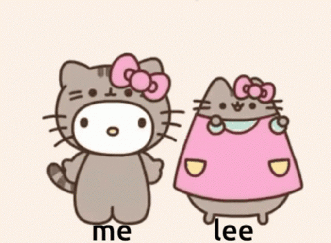 Cute Pusheen Cat And Hello Kitty GIF