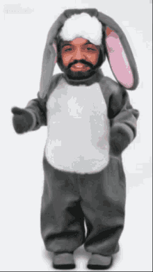 Cute Rabbit Costume Clapping GIF