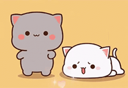 Cute Sad Peach Cat Cheering Goma GIF