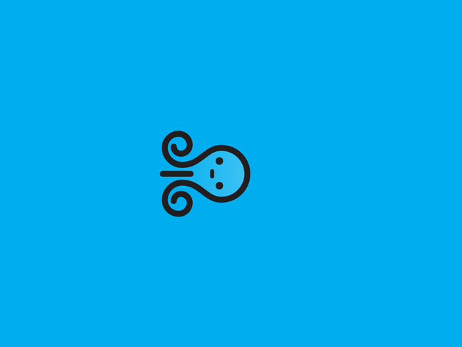 Cute Sketch Octopus In Blue Background GIF
