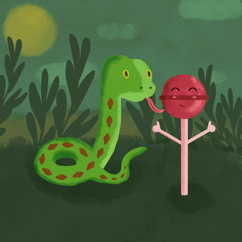 Cute Snake Licking Lollipop GIF