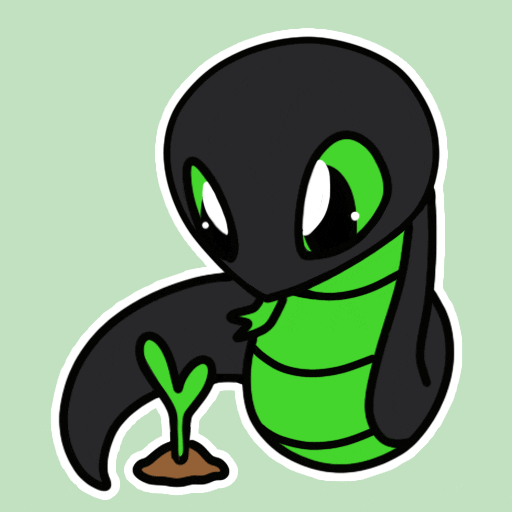 Cute Snake Making Plant Bud Grow GIF
