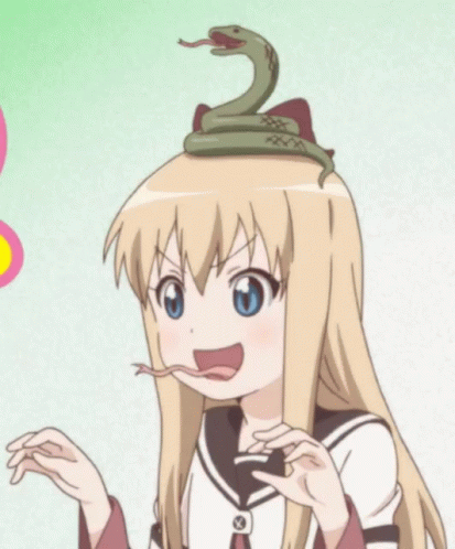 Cute Snake On Kyoko Toshino Head Anime GIF