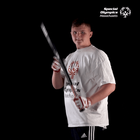 Cute Softball Special Olympics Pointing Bat GIF
