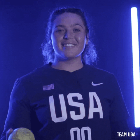 Cute Softball Team Usa Girl Holding Ball GIF
