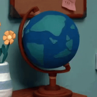 Cute Spinning Globe With Face GIF