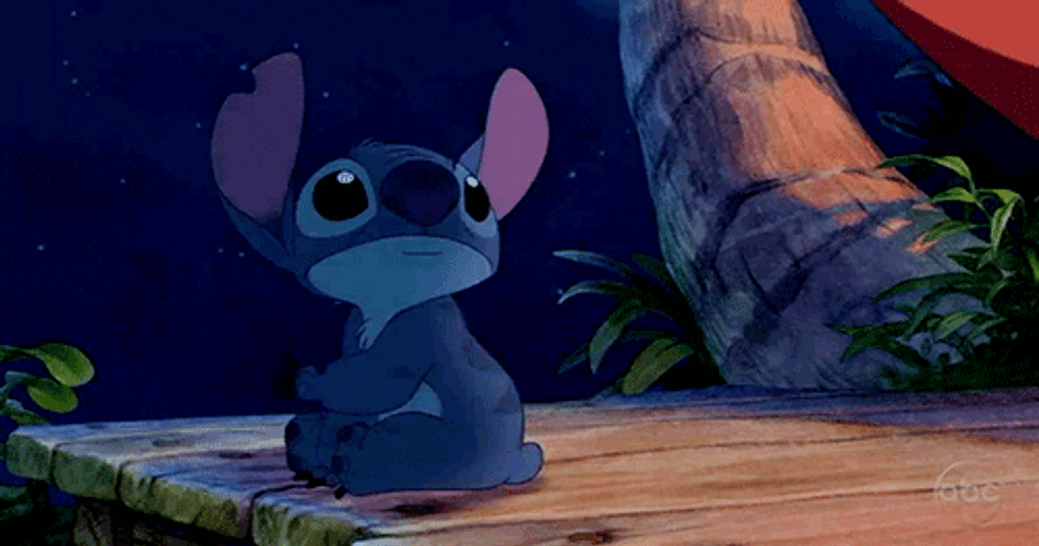 Cute Stitch Alone Look Up Smiling GIF
