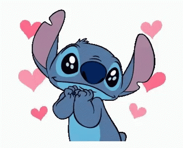 Cute Stitch Gentle In Love Face GIF