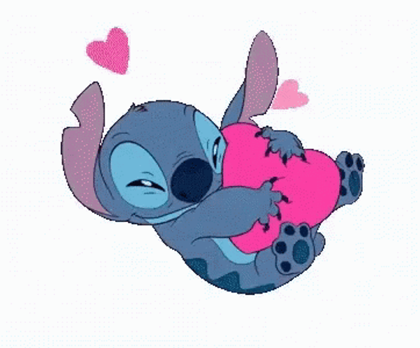 Cute Stitch Loves Soft Pink Pillow GIF