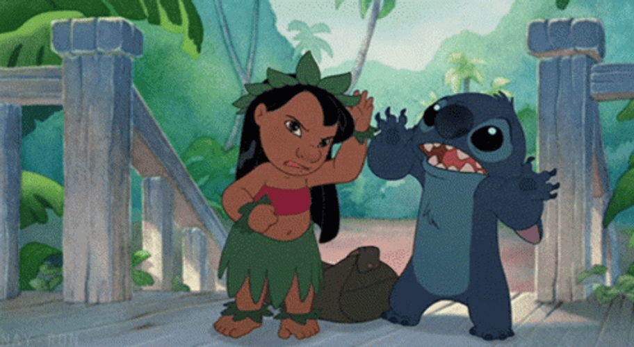 Cute Stitch Shocked Angry Lilo Walk Out GIF