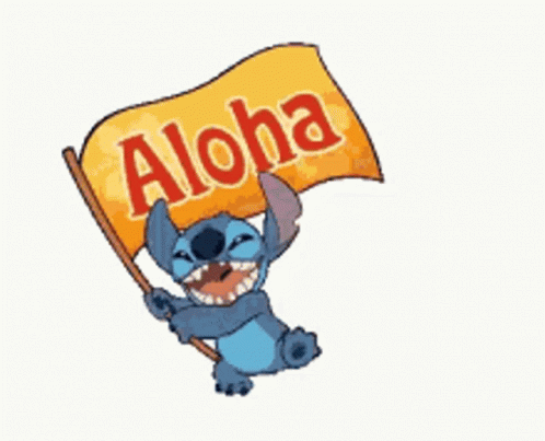 Cute Stitch Waving Aloha Flag GIF