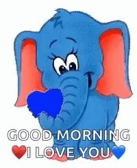 Cute Sunday I Love You Blue Elephant GIF