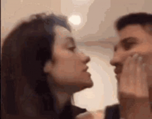 Cute Sweet Kiss On Cheek Couple GIF