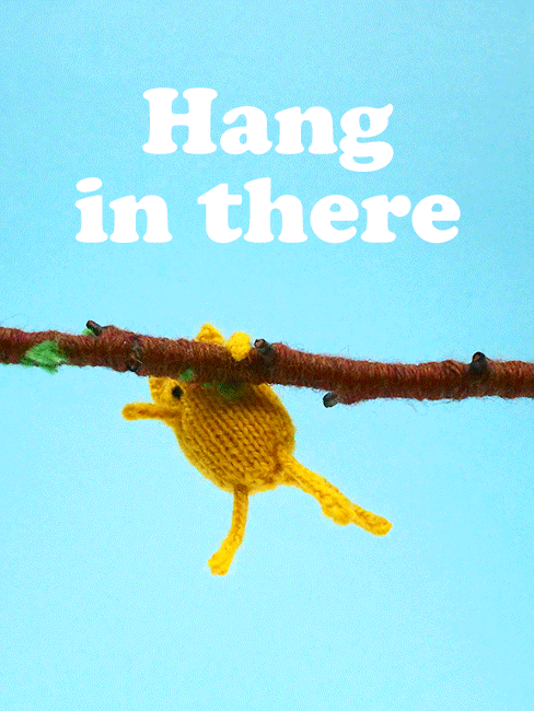 Cute Toy Hanging Encouragement Words GIF