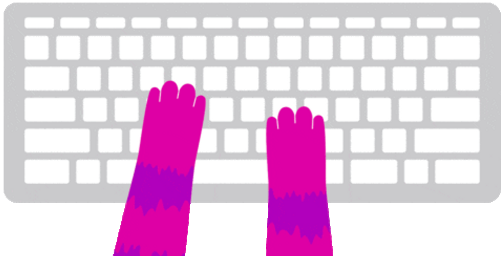 Cute Typing Cat Animated Hands GIF