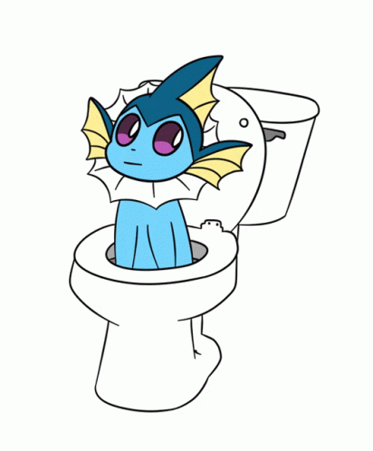 Cute Vaporeon Water Pokemon Flushed In Toilette GIF